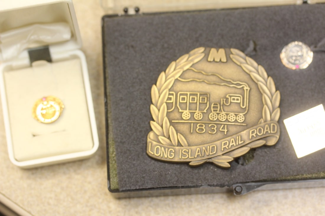 Long Island Railroad Rebel Belt Buckle: and three pins - rare