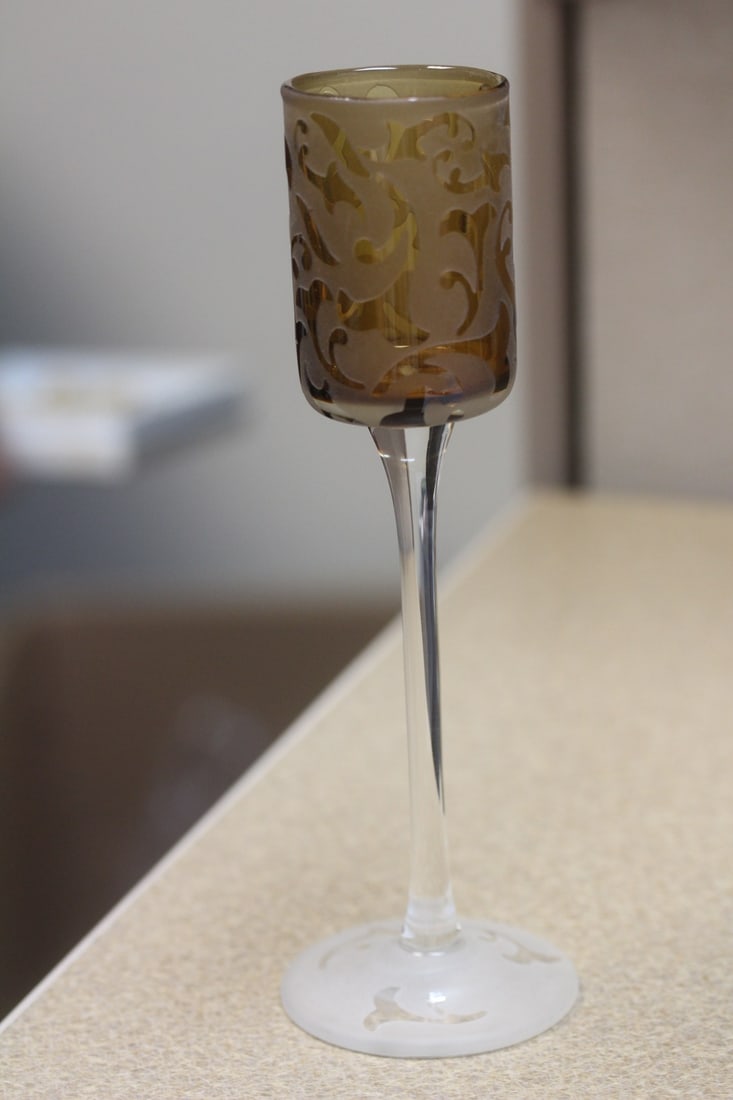 Unsigned Michael Weems Etched Goblet - 3