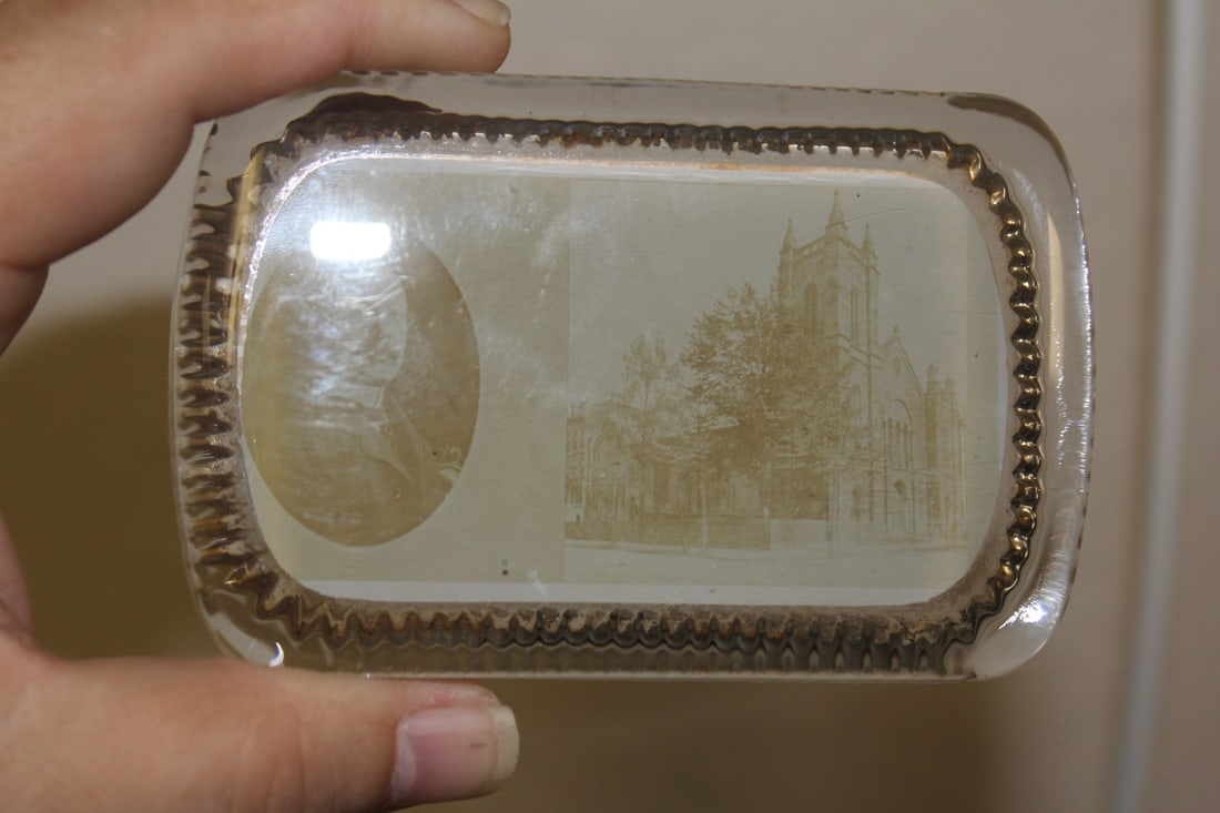 Old Rectangular Paperweight: 4" across