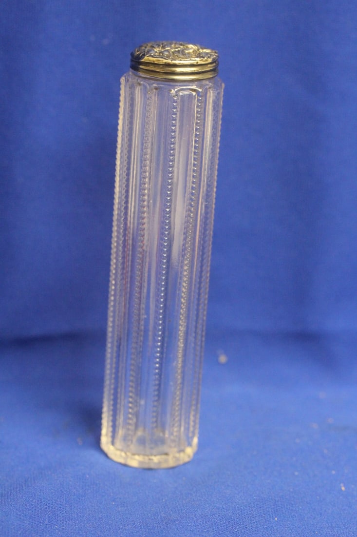 Sterling Top Cylinder Container: 7 1/4" tall - please note: dent