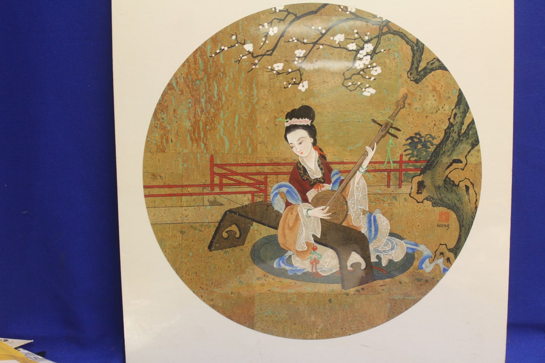 Painting by Wong: 12 3/4" in diameter