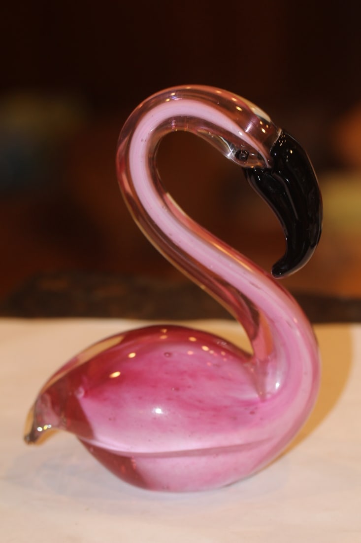 Art Glass Flamingo: 6 1/2" tall