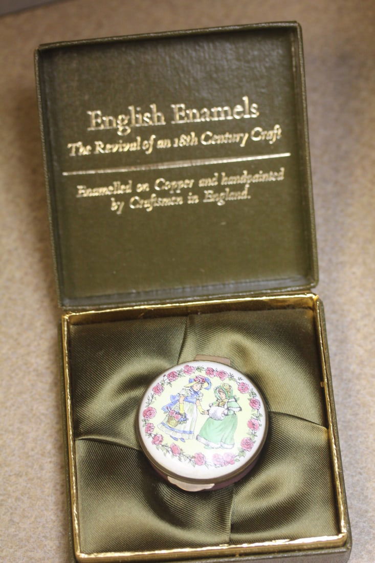Crummles Enamel Box: inside a fitted box