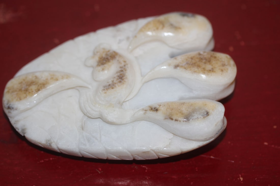 Carved Jade Fish Motief Article: jade or hardstone - 3 3/4" across