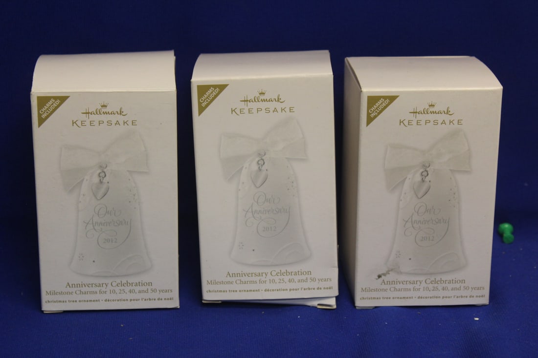 Lot of 3 2012 Anniversary Bell: by Keepsake, Hallmark
