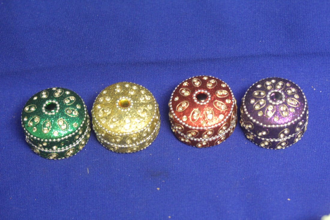 Lot of 4 Tealite Candle Holder/Trinket Boxes: as shown