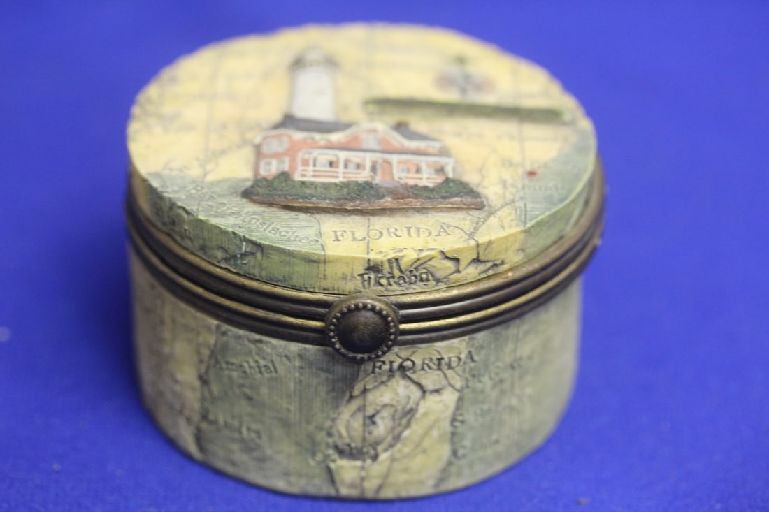 Resin Lighthouse Trinket Box: 3" across