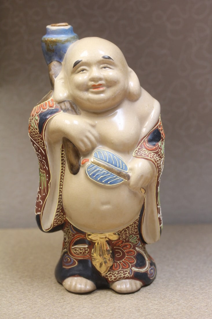 Japanese Figural Saki Bottle: please note: empty - 9inches tall