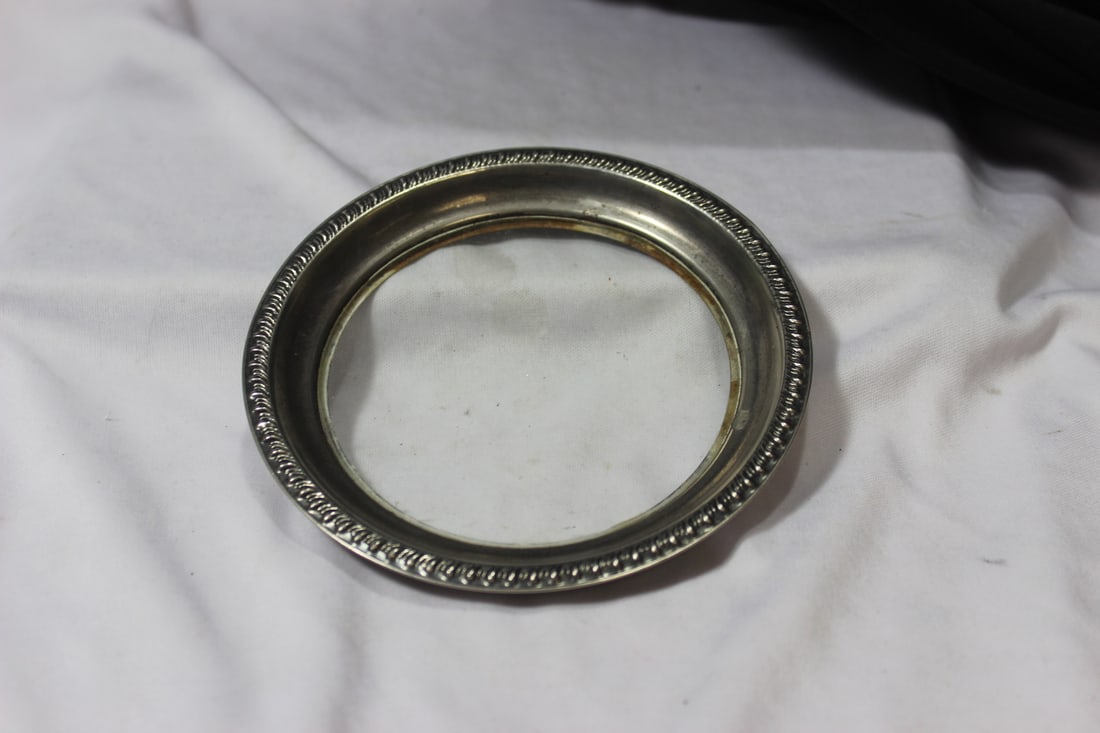 A Sterling Rim Glass Tray: 5 1/2" in diameter