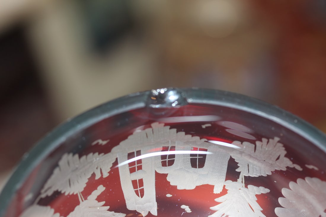 Beautiful Ruby Red Cut Glass Container - 4