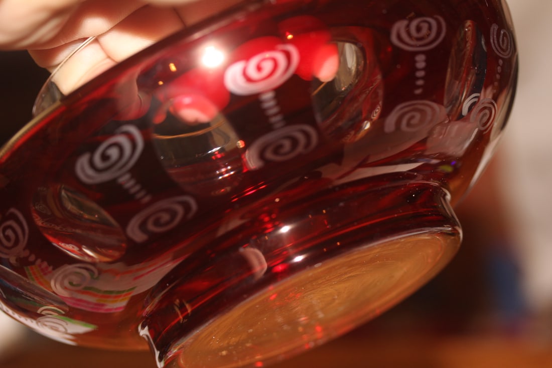 Beautiful Ruby Red Cut Glass Container - 5