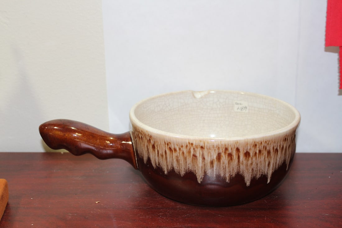 A Signed Vintage Pottery Pan: 8 1/2" in diameter, excluding the handle