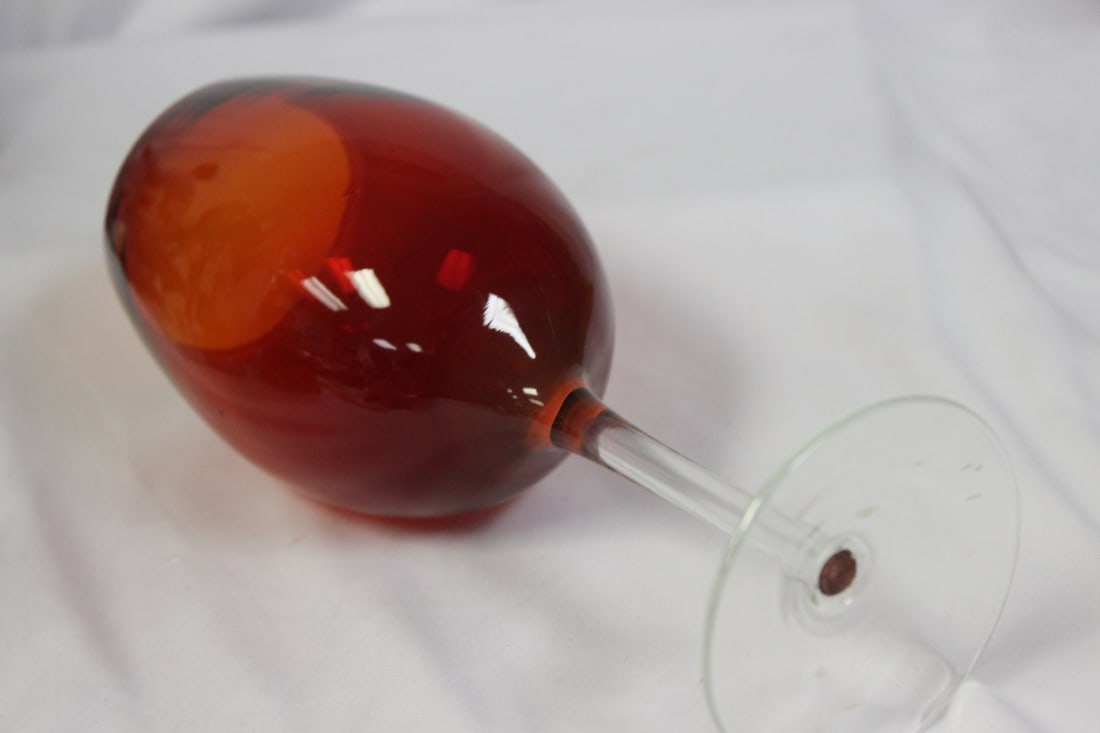 A Ruby Red Stem Glass Cup - 3