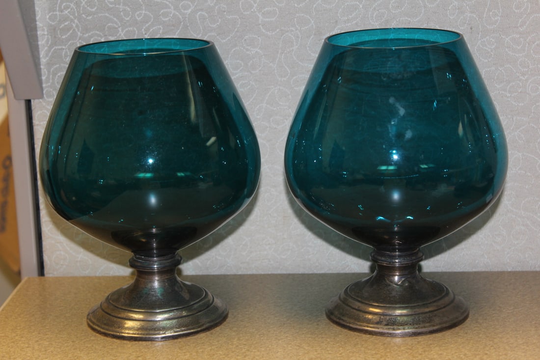 Pair of MarK Alvin Goblets: sterling base - large - 8 inches tall