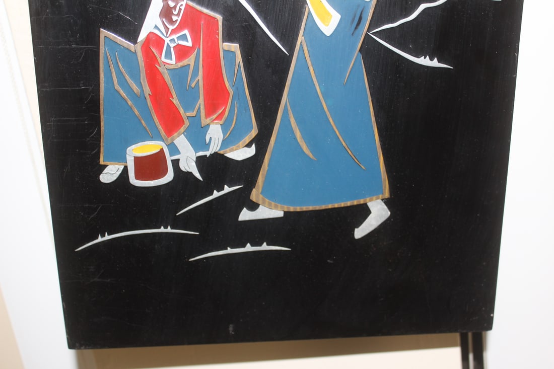 Retro Asian Lacquer Panel - 2