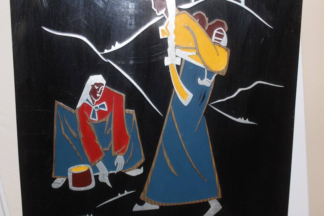 Retro Asian Lacquer Panel - 3