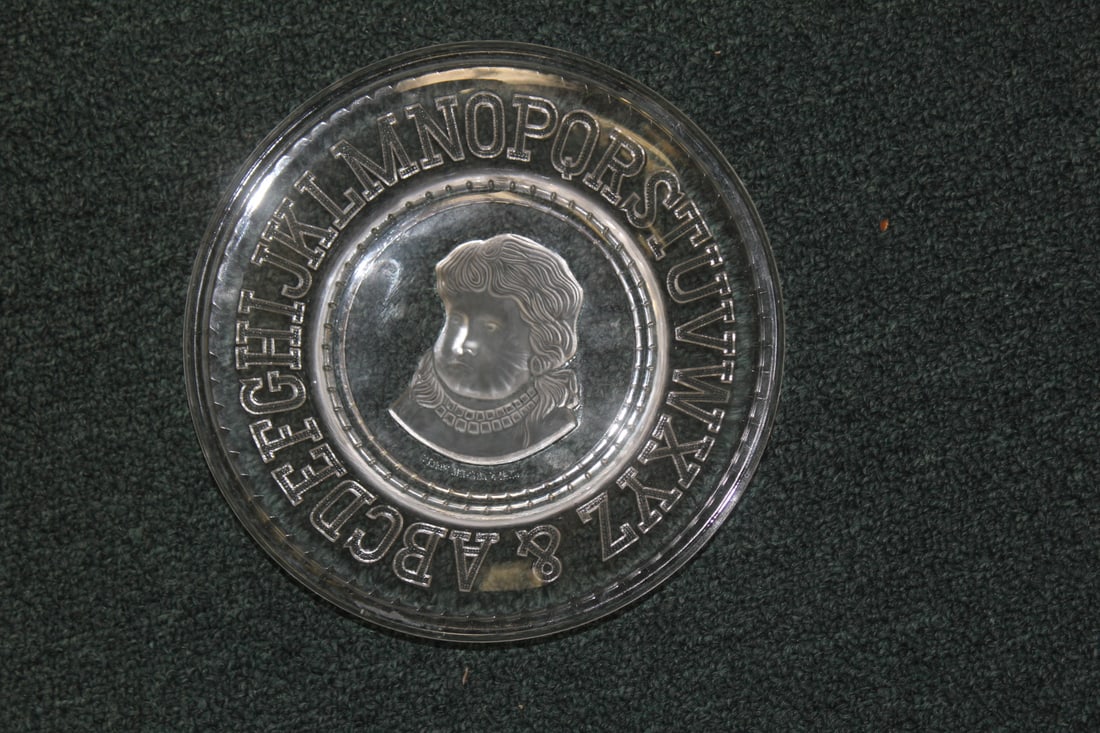 Clays Crystal Work Glass Plate: ABC child's plate - 8" in diameter