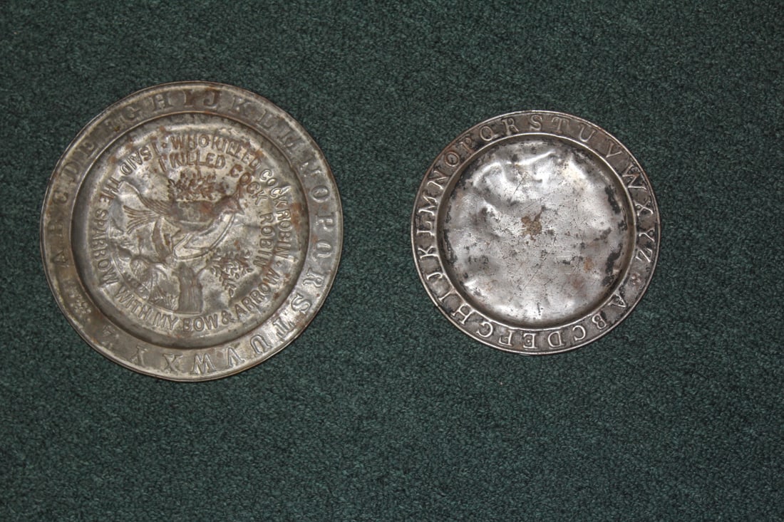 Lot of 2 Child's Copper Plates: 19th century - larger= 7 7/8" in diameter