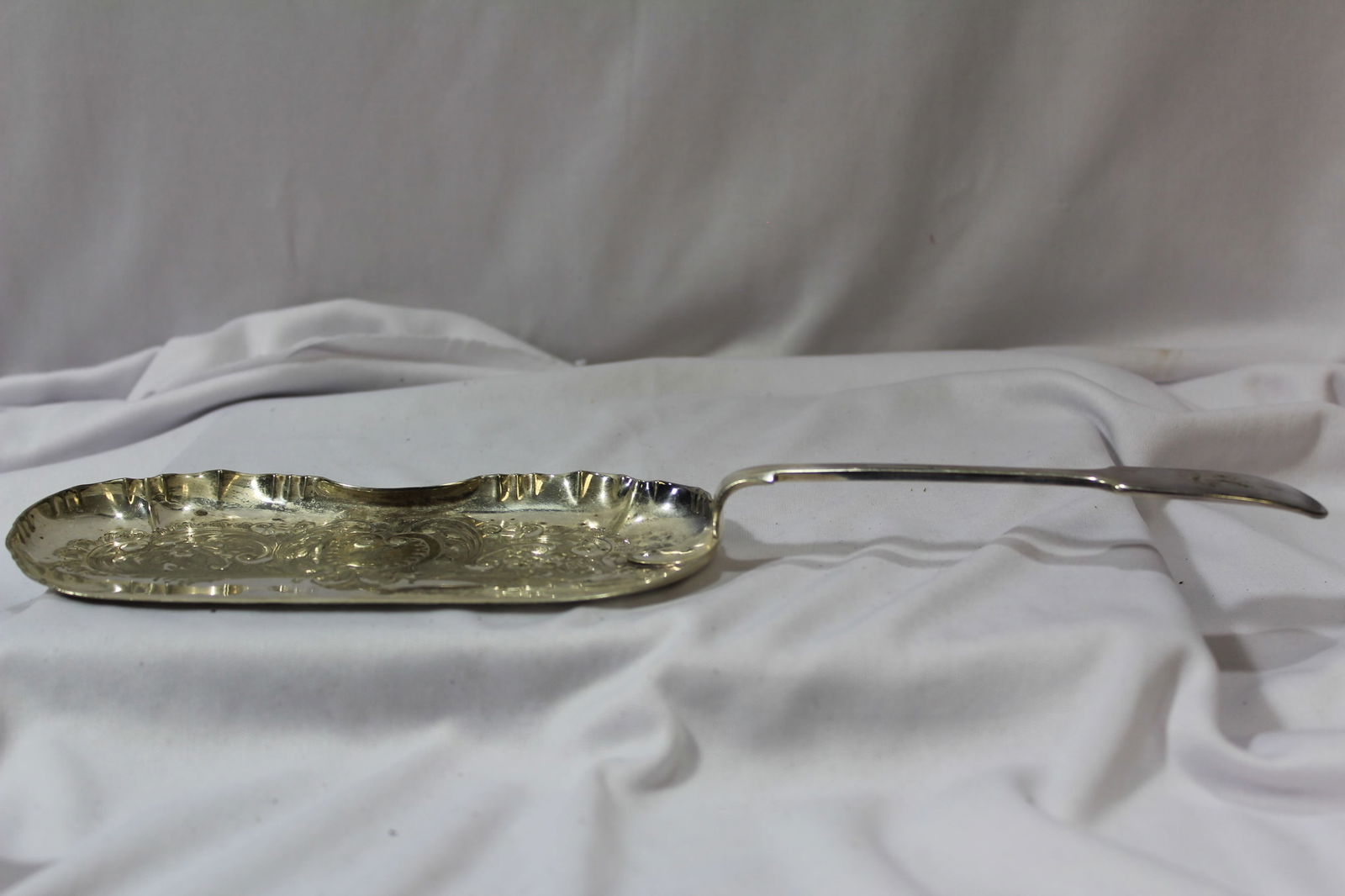 A Silverplated Server: monogrammed - 12 1/2" long