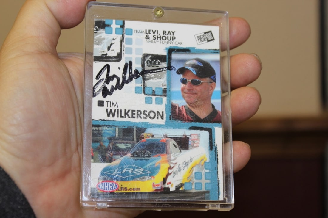 A Vintage Signed Tim Wilkerson Race Car Card: Encapsulated
