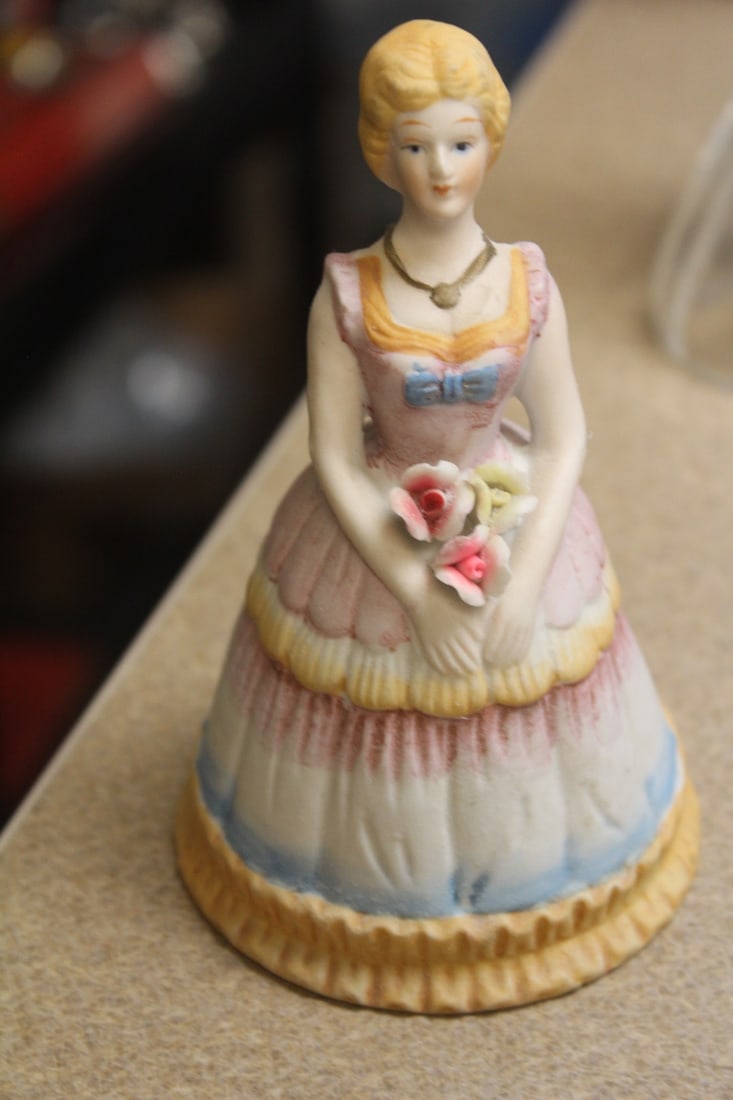 Ceramic Lady Form Bell: 5 1/4" tall