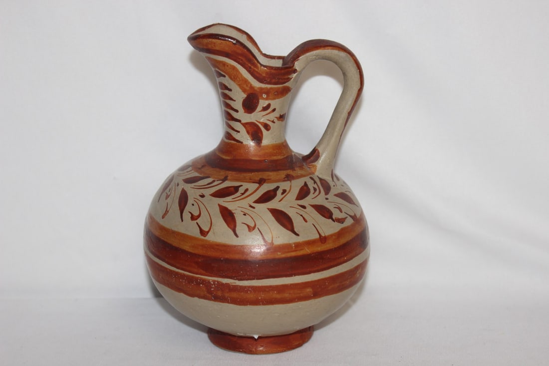 A Signed/Marked Ceramic Ewer: looks to be very old - 7 1/2" tall