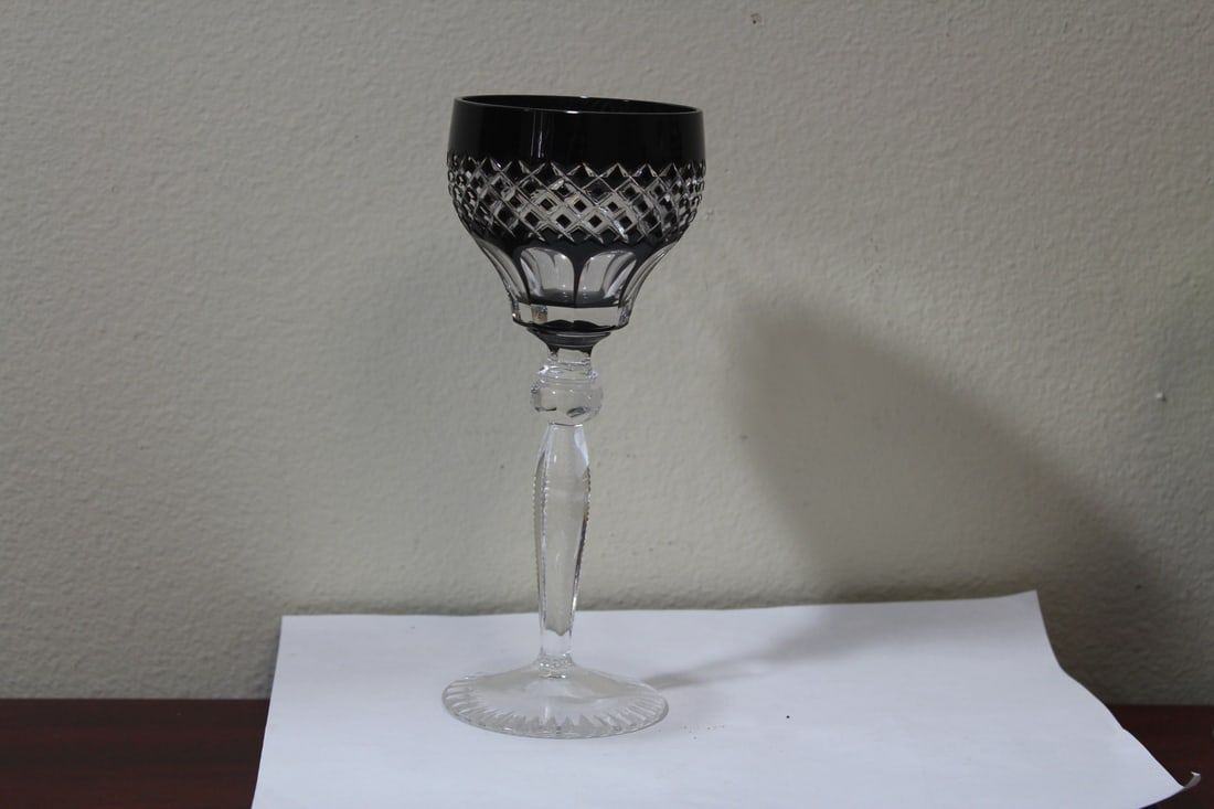 An Amethyst Cut Glass Goblet: 8" tall