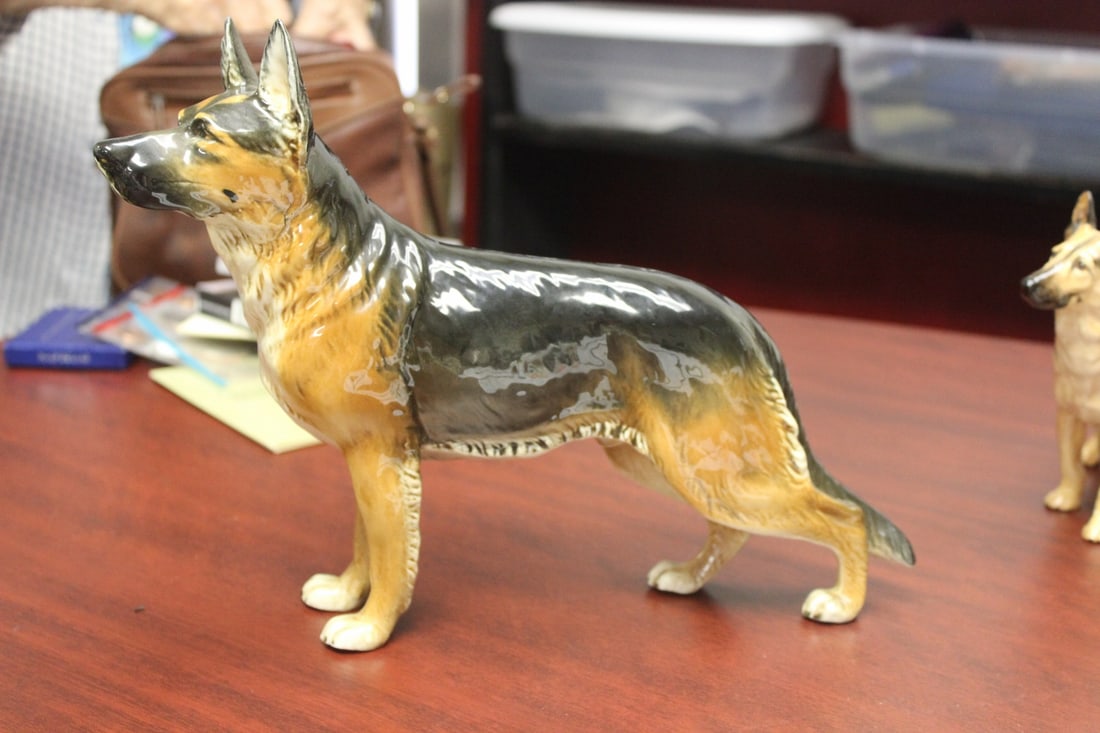 A Goebel Artist Signed German Shepherd: Artist: Skrobek - 9" tall x 12 1/4" long