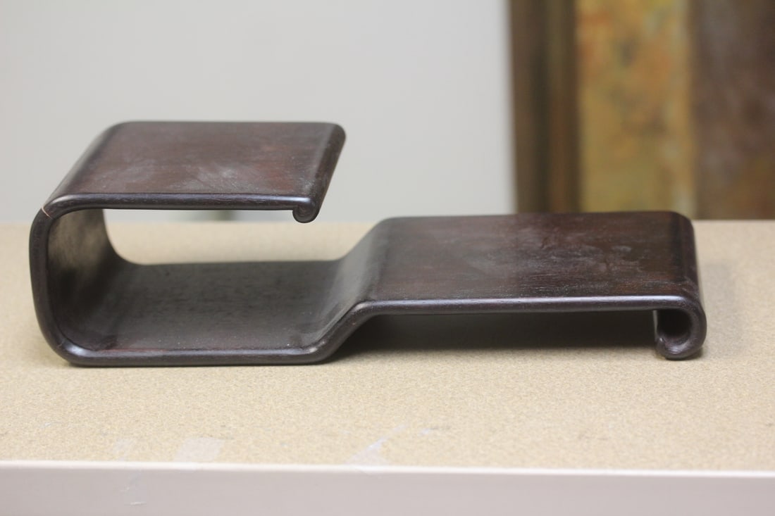 Vintage unusual stand: wooden, overall= 13" long