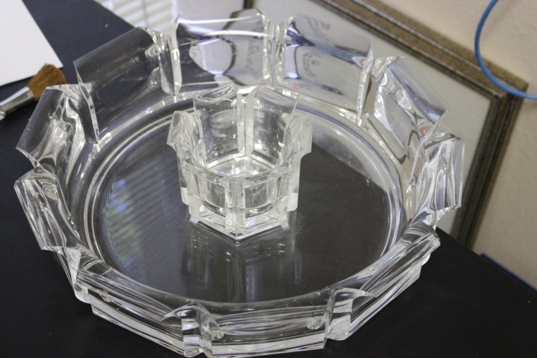 A Lucite Bowl With Center Bowl: Very unusual - 13 1/2 inches in diameter