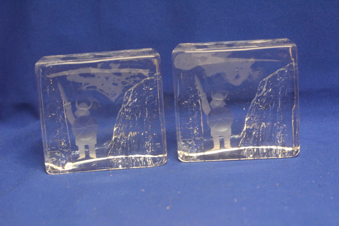 Signed Crystal Bookends - 3