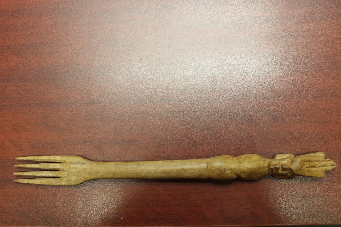 A Decorative Wooden Fork: 14" long