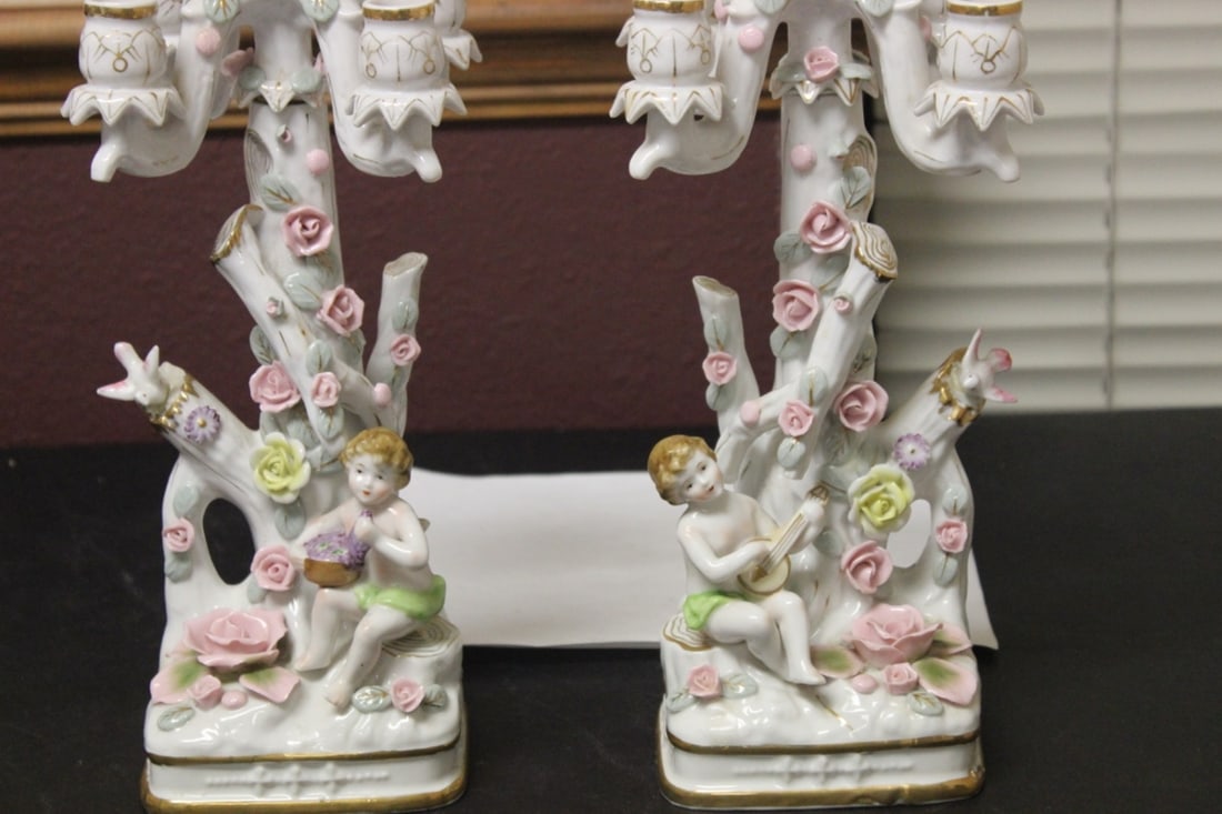 A Pair of Ucagco, Japan Candelabra: approximately 13" tall