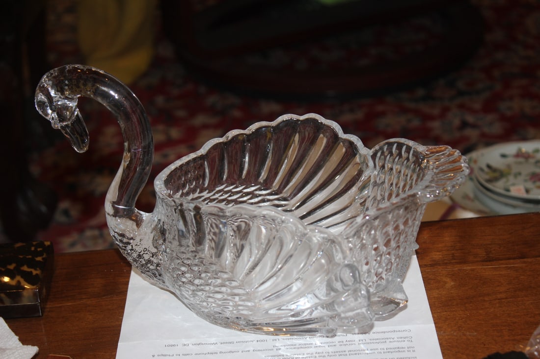 Swan Glass Bowl: 12" across
