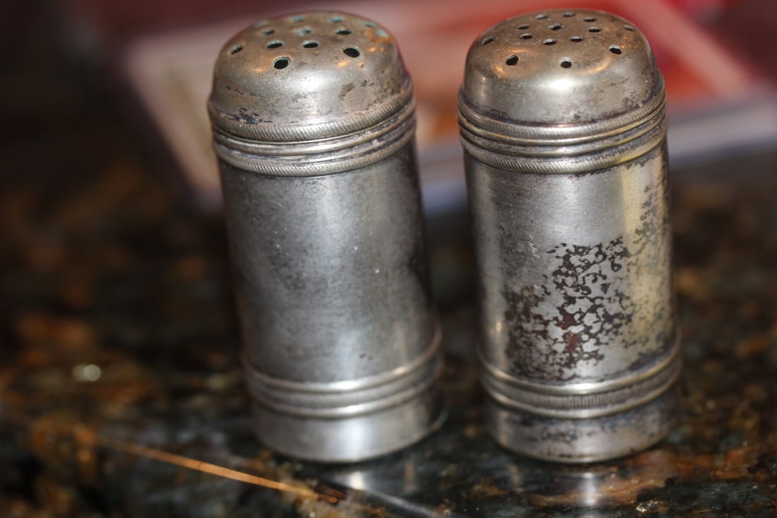Vintage Silverplate Salt and Pepper Shakers: 2 3/8" tall each