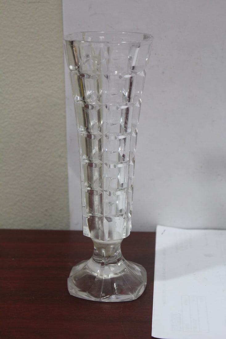 A Glass Vase: 8 5/8" tall