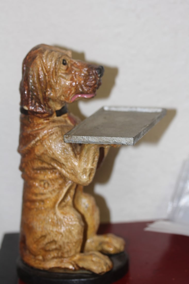 Cast Iron Dog Bank/Card Holder: 8 3/4" tall