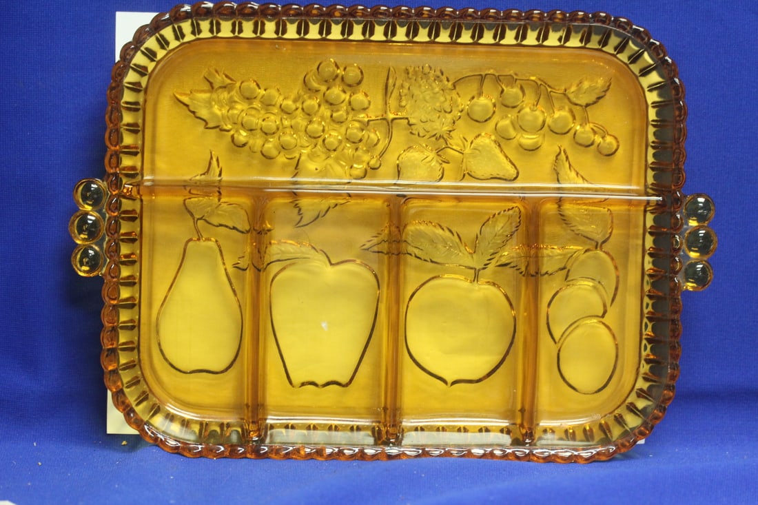 Amber Glass Tray: 12 3/4" across