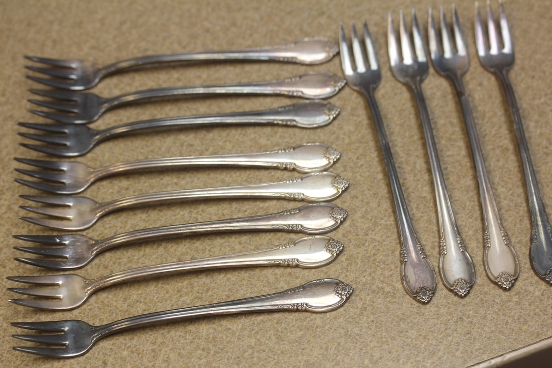 Set of Twelve Shrimp/Coctail Forks: 5 1/8" long each - all silverplate