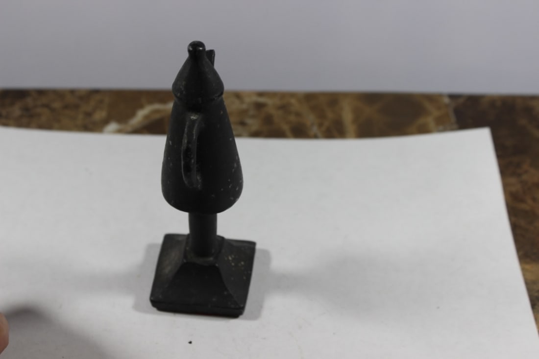 A Solid Metal Teapot on Stand - 2