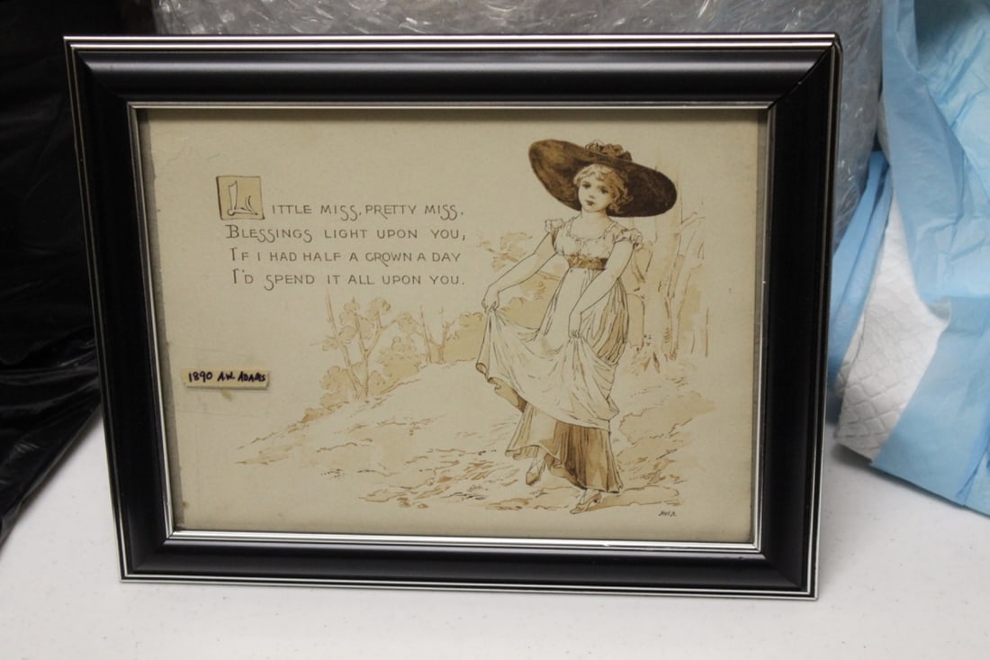 A.W. Adams Rhymes for Little Readers: Framed - frame is new - overall= 12 3/4" x 10 1/2"