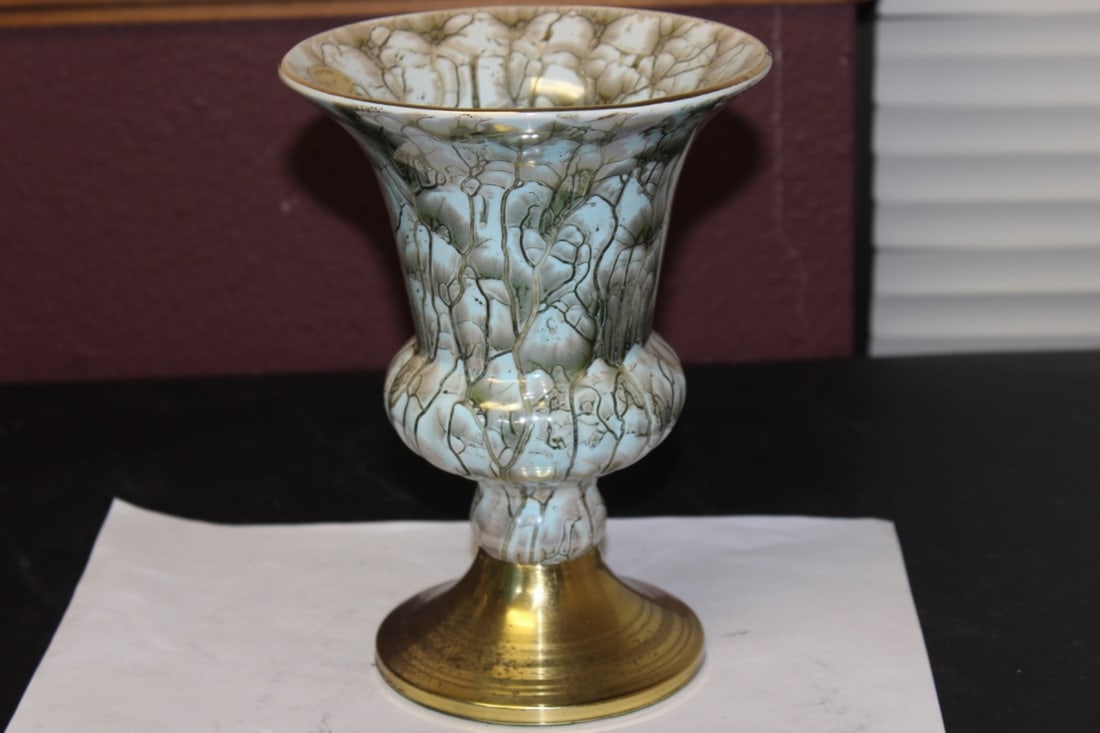 A Delf Brass Accent Vase: Handcrafted from Holland - 7 3/4" tall