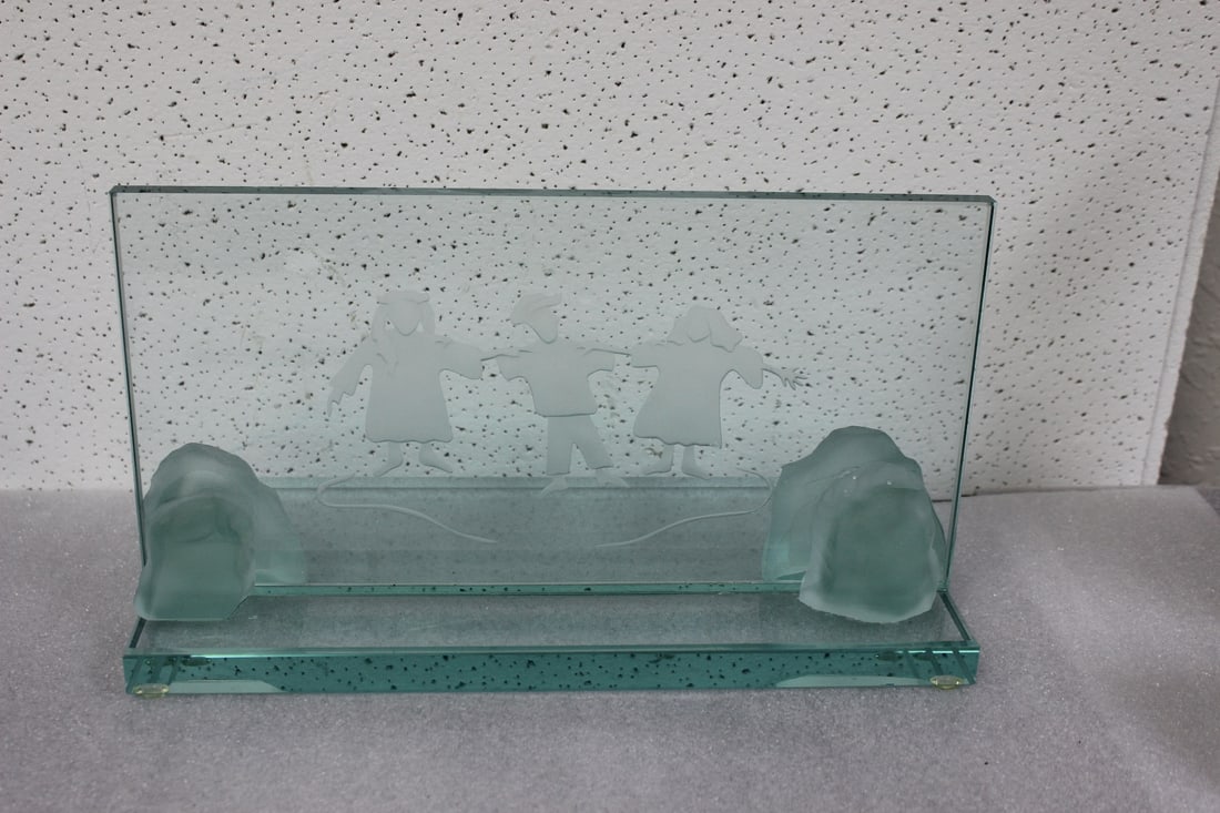 A Signed Glass Panel: 12" long