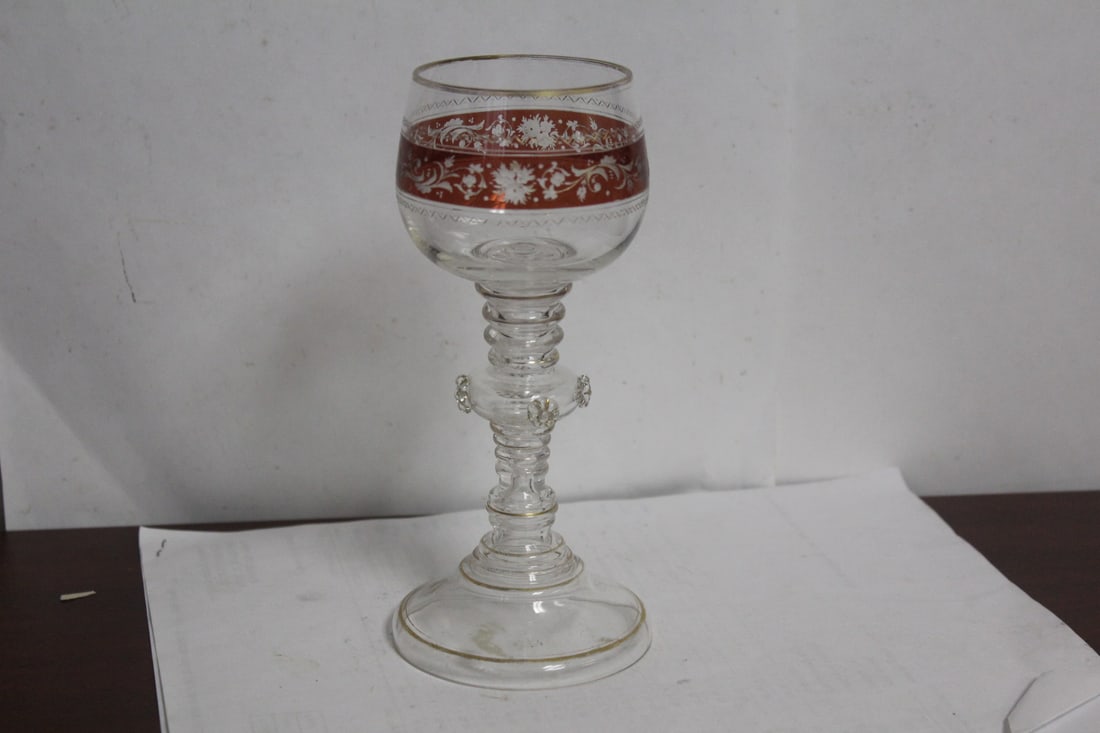 A Mosier Style Cut Glass Goblet: 7" tall