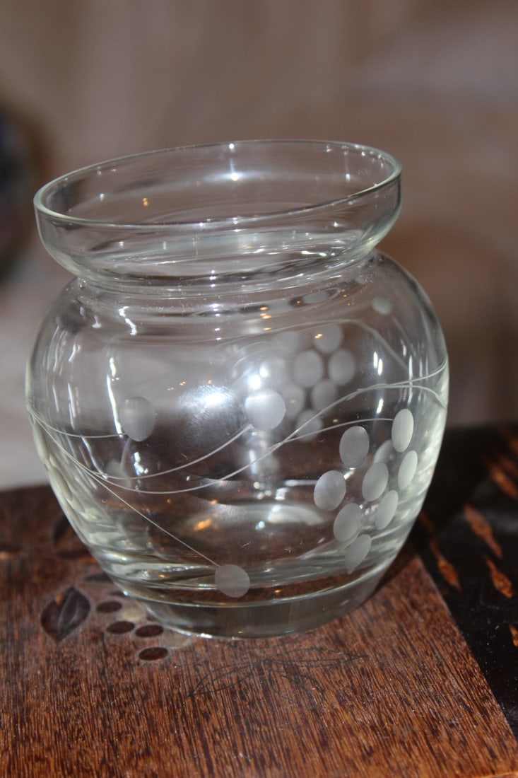 Etched Glass Container - 2