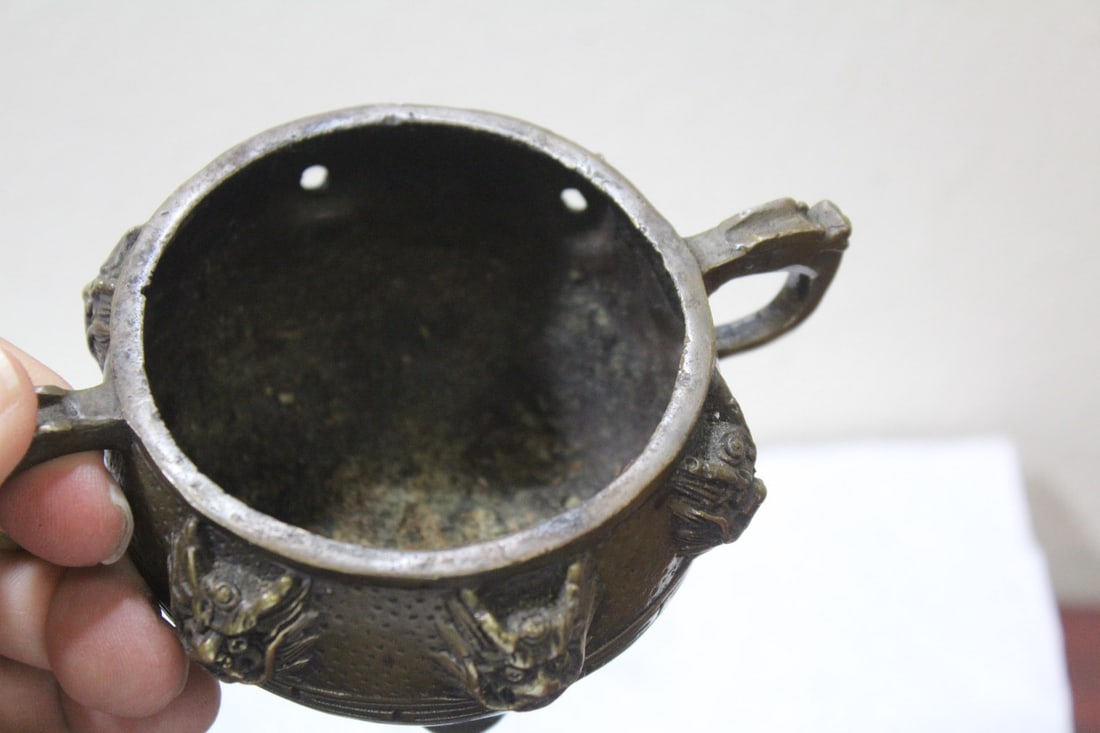 A Signed Chinese Bronze Censor - 9