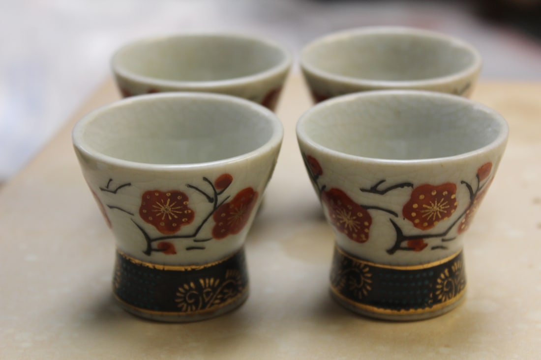 Set of 4 Japanese Saki Cups: 2 inches indiameter each