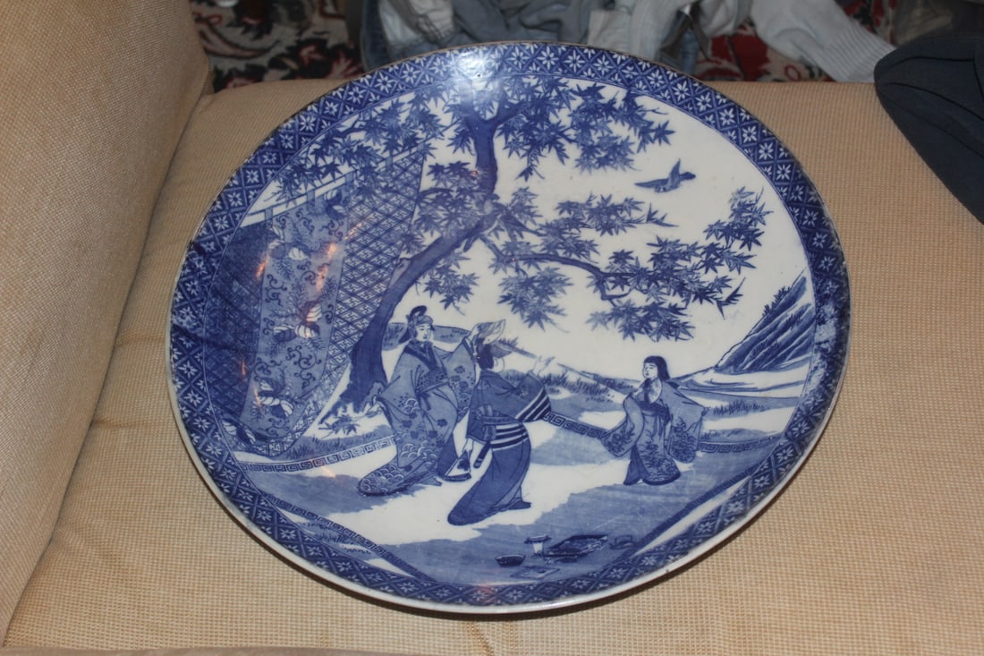 Japanese Blue and White Imari Charger: Antique - 19th century - 18" in diameter