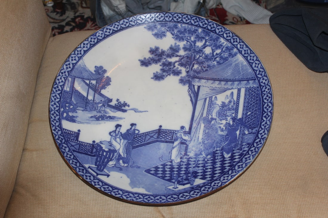 Japanese Blue and White Imari Charger: Antique - 19th century - 18" in diameter