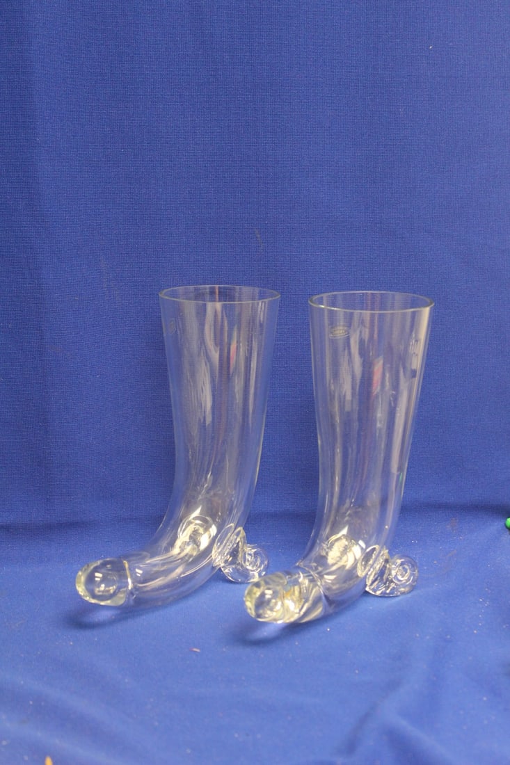 Pair of Krosno Crystal Shoes: 7 3/4" tall